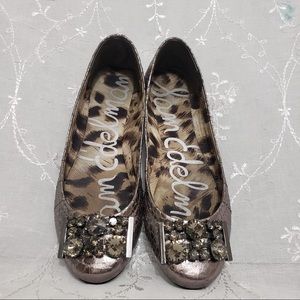 Silver Grey Jewel Studded Women’s Ballet Flats
